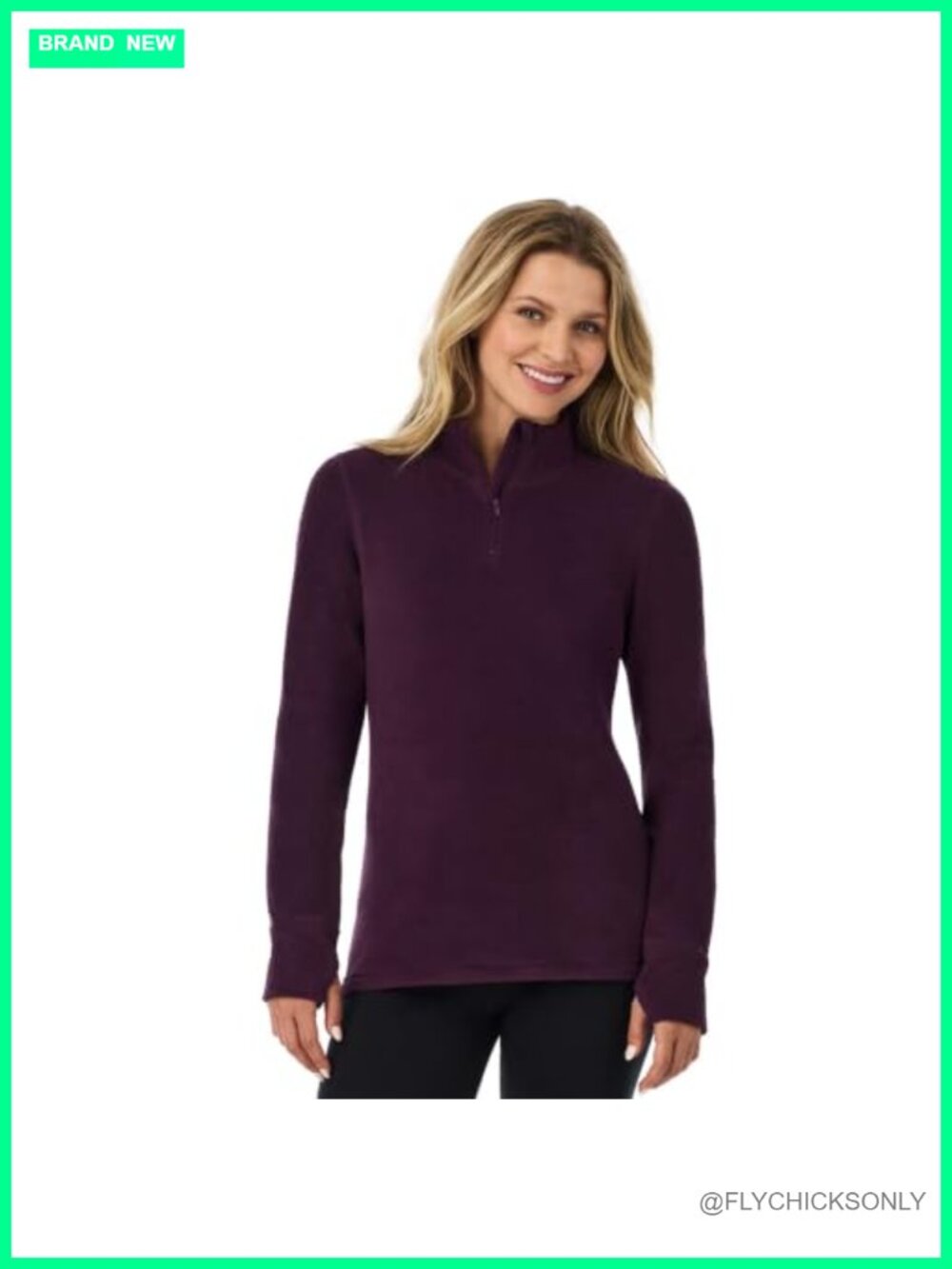 Fleece Quarter Zip Mock Neck Pullover Long Sleeve Active Top